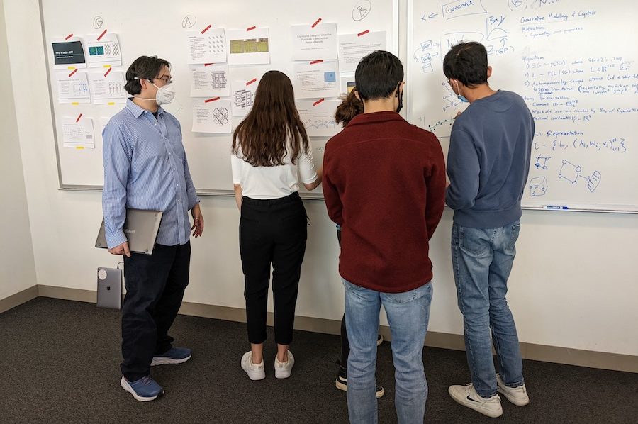 Students and postdocs presenting new project ideas and getting feedback at the ID4 All Hands Meeting